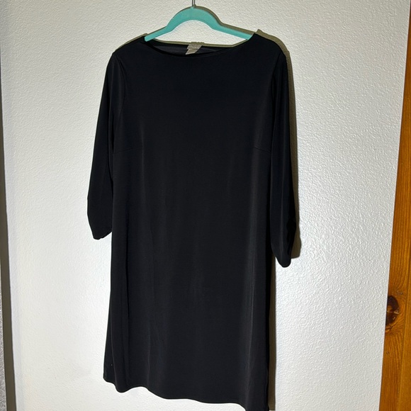 CHICOS BLACK DRESS WITH 3/4 SLEEVES. Sz 2P AWESOME! - Picture 1 of 5
